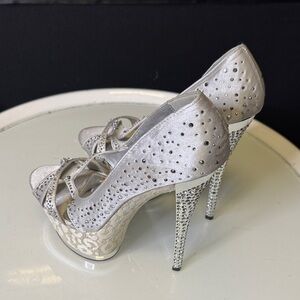 2 Lips Too Silver Rhinestone Heels